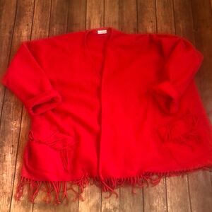 Style Studio Fringe Hem Fleece Jacket Sz S/M